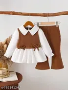 Cotton Blend Clothing Set for Girls, Brown 