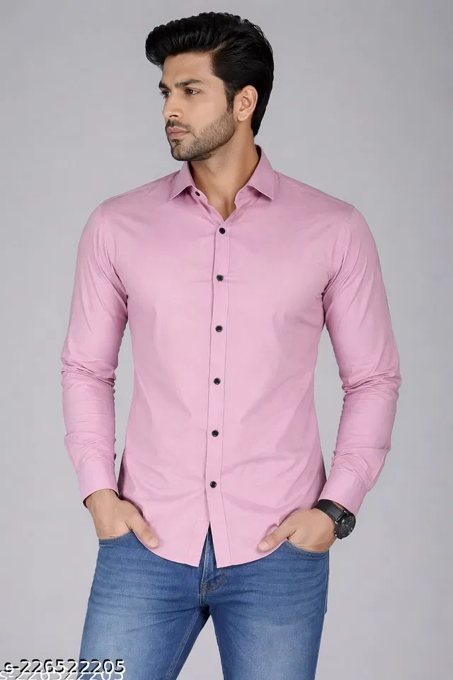 Smart Casual Wear Polycotton Shirt for Mens, Pink (M)