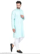 Cotton Blend Checked Kurta with Pyjama for Men 