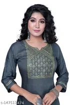 Rayon Slub Embroidered Kurti for Women 