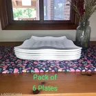 Plastic Plates for Kitchen, White, Pack of 6