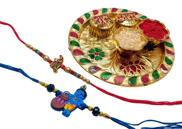 Combo of 2 Pcs Rakhi with 4.5 inch Plate (Multicolor, Set of 1)