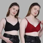 Cotton Solid Non Padded Bra for Women, Multicolour, Pack of 2 