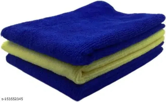 Microfiber Bath Towel (Blue & Yellow, 40x40 cm) (Pack of 3)