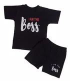 Cotton Blend Clothing Set for Boys (Black, 0-3 Months)