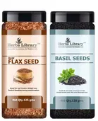 Herbs Library Raw Flax and Basil Seeds 