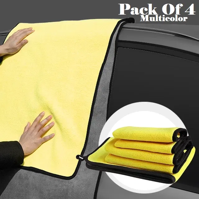 Microfiber Thick Lint & Streak-Free Multipurpose Cleaning Clothes (Multicolor, Pack of 4)