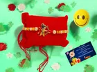 Metal Rakhi with Smiley Ball & Greeting Card, Roli 
