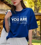 Cotton Blend Printed T-shirt for Women, Blue 