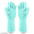 Silicone Cleaning Gloves (Sky Blue, Set of 1)