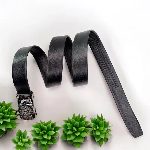 PU Belt for Men, Black, Free Size, Minimal, Sleek Look