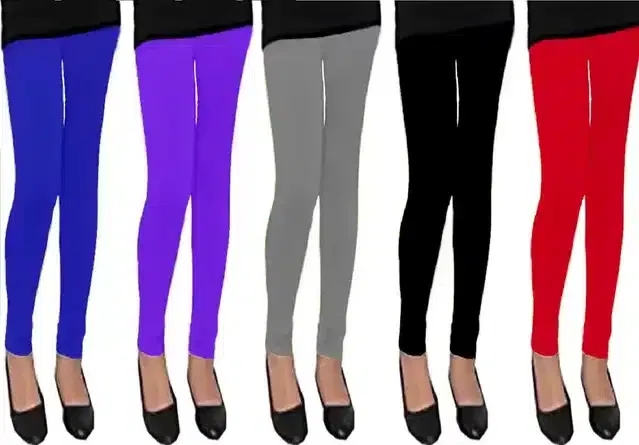 Soft & Comfortable Leggings for Girls (Pack of 5) (Multicolor, 5-6 Years)