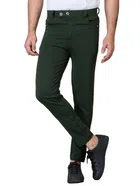 Cotton Blend Formal Pants for Men (Dark green, 28)