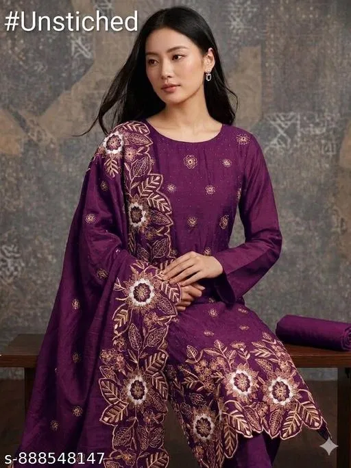 Vichitra Silk Pakistani Suits (7.05 meter for Women (4XL)