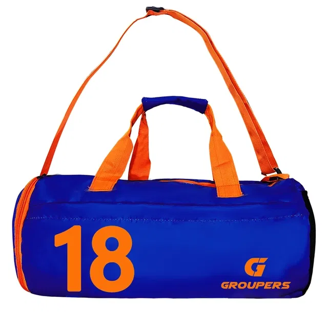 Polyester Printed Gym Bag for Men & Women (Blue & Orange)