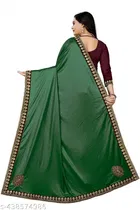 Georgette Embellished Saree For Women, Green