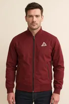 Rexine Printed Jacket for Men, Wine 