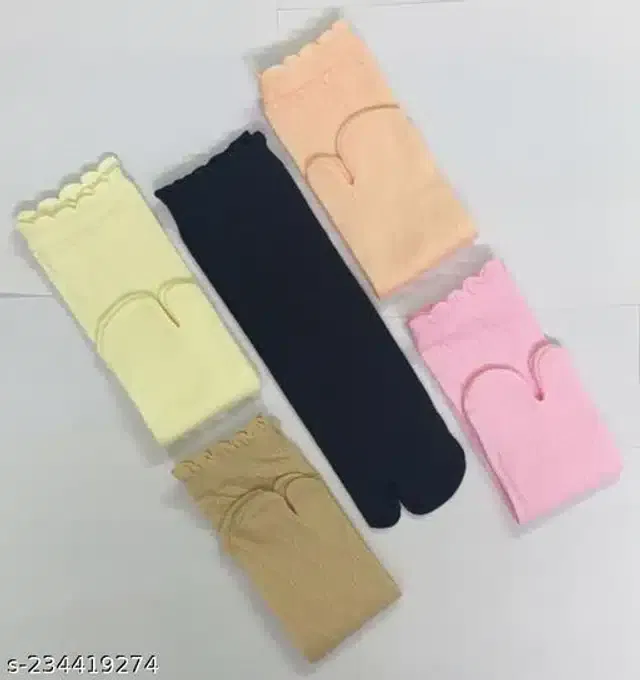 Nylon Socks for Women (Multicolor, Set of 5)