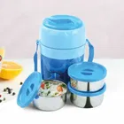 ट्रूवेयर ऑफिस प्लस 3 BPA फ्री प्लास्टिक लंच बॉक्स विथ 3 स्टेनलेस स्टील कंटेनर्स 300 ml x 2, 200 ml x 1