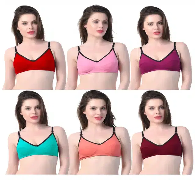 Non Padded Bra for Women (Pack of 6) (Multicolor, 36B)