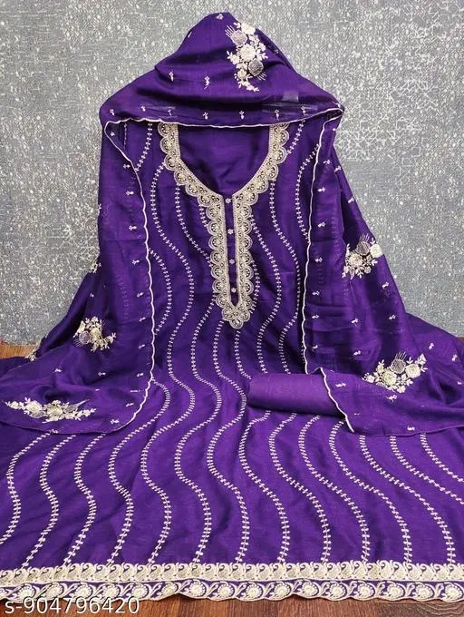 Vichitra Silk Punjabi/All Over Suits for Women (Un Stitched)