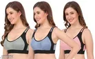 Cotton Blend Solid Bra for Women & Girls, Multicolour, Pack of 3 