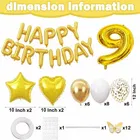 9th Happy Birthday Balloon Decoration Kit ,Golden ,Set Of 1