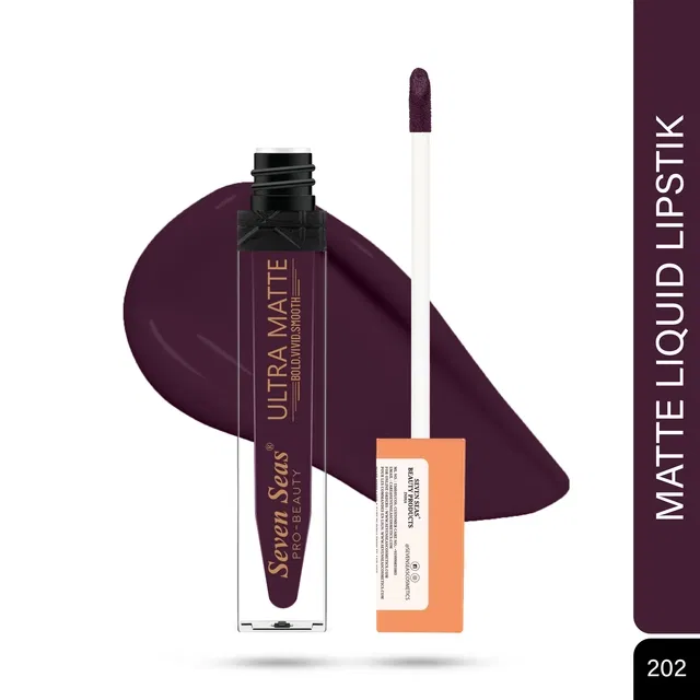 Seven Seas Liquid Lipstick for Women, Purple Shade (6ml)