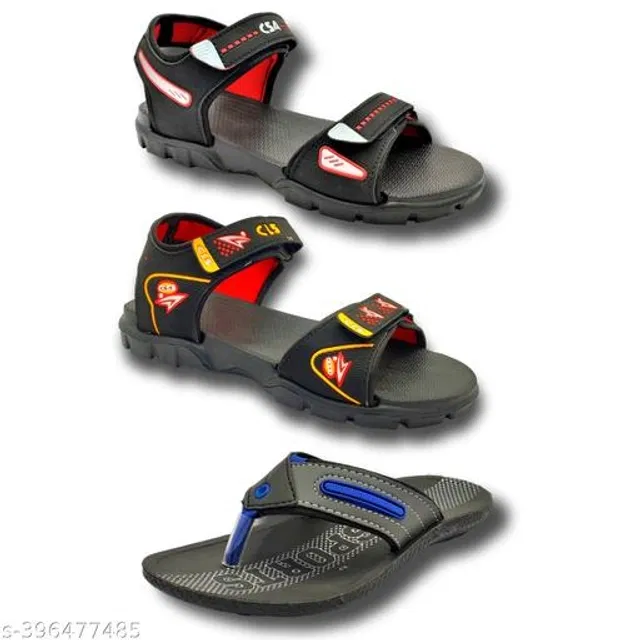Sandals with Flipflop for Men (Multicolor, 7) (Pack of 3)