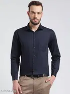 Cotton Blend Solid Full Sleeves Shirt for Men 