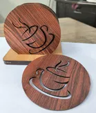 MDF Wooden 6 Pcs Coasters with Stand 