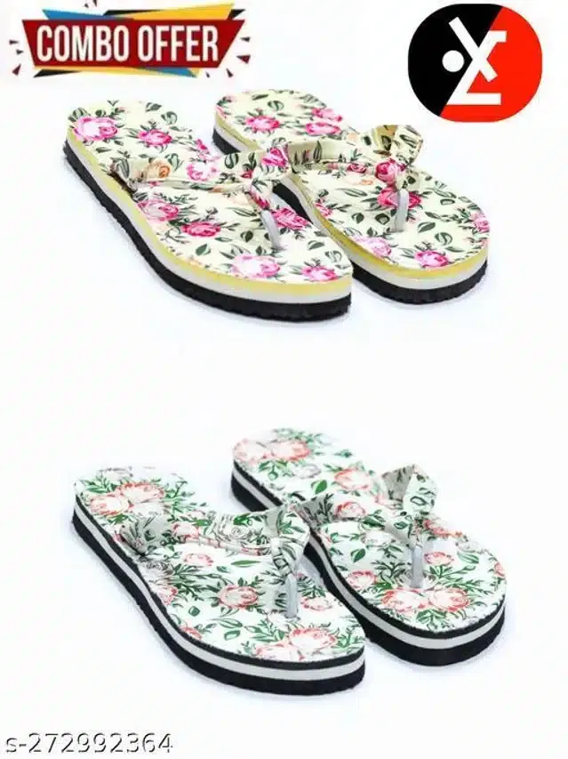 LifeO Slippers for Women (Multicolor, 5) (Set of 2)