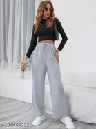 Cotton Blend Solid Trousers for Men, Grey 