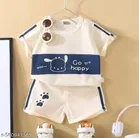 Hosiery Cotton Printed Clothing Set for Kids, Cream 