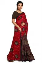 Kanooda Prints Georgette Women Saree With Un-stitched Blouse 