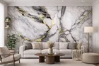 Black Gold Marble Luxury High Glossy  WaterProof , Stain Resistance Wallpaper 