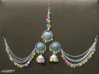 Multi Bahubali Earrings with Chain and maang tikka