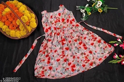 Frock for Girls (Red, 18-24 Months)