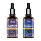 Vihado Rosemary & Grapeseed Essential Oils (Pack of 2, 15 ml)