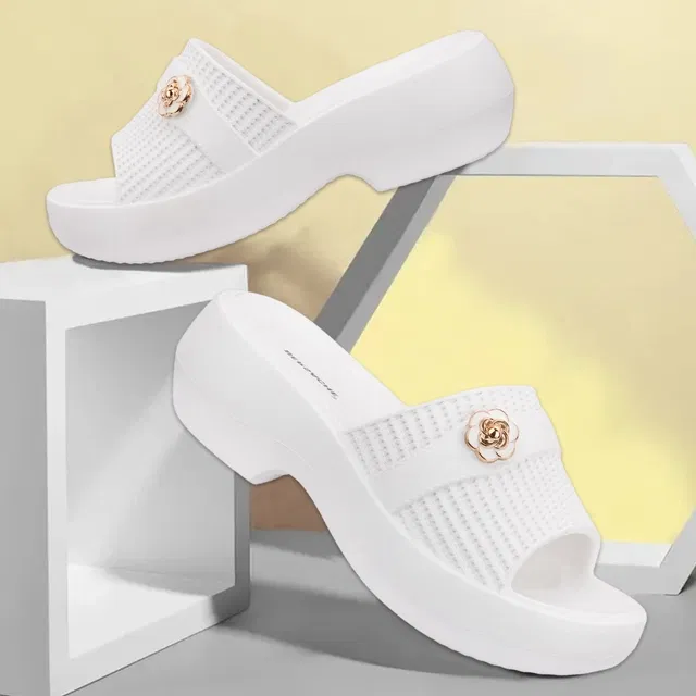 Solid Wedges for Women (White, 6)