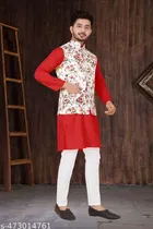 Cotton Button Kurta Set for Men 
