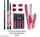 Hair Straightener with 4 Pcs Lipsticks & 2 Pcs 36H Eye Liners with Kajal 