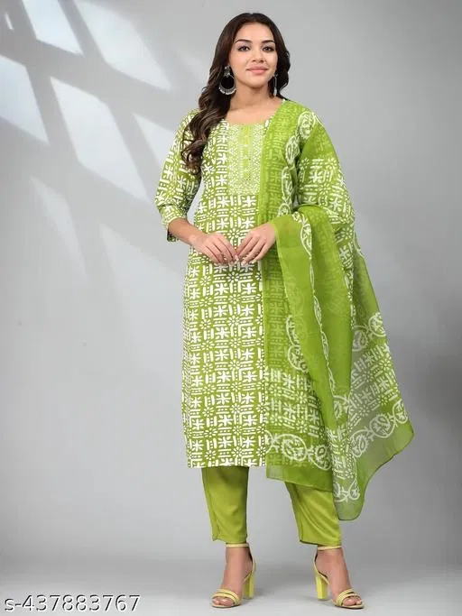 Kurta Set for Women (Mehndi, XXL)