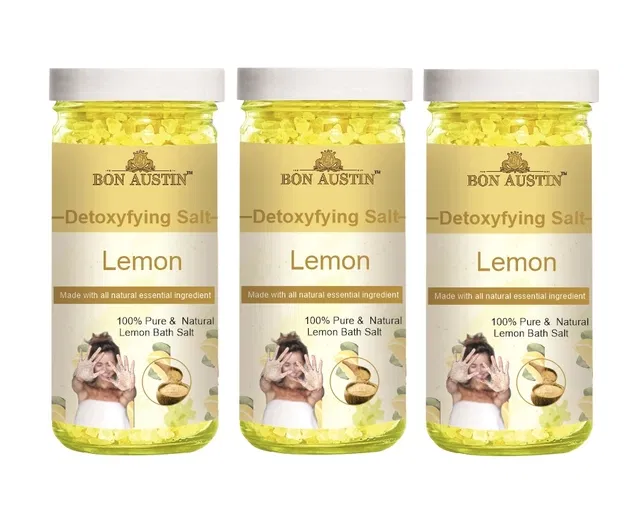 Bon Austin Detoxifying Lemon Bath Salt Crystal (200 g, Pack of 3)