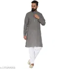 Cotton Blend Solid Kurta with Pyjama for Men 