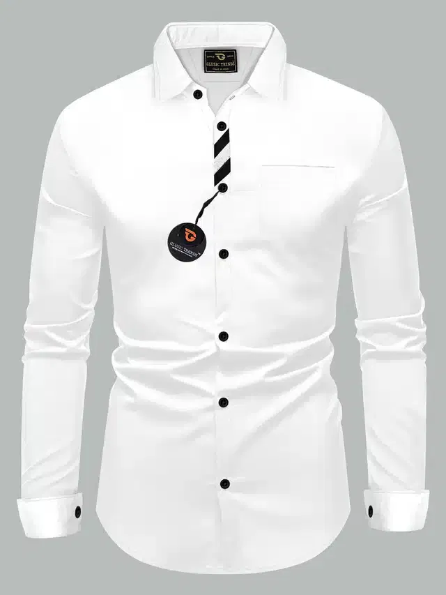 Full Sleeves Shirt for Men (White, M)