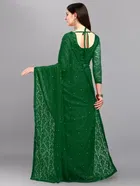 Net Solid Saree for Women 