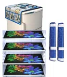Knit Printed Fridge 4 Pcs Mat with 2 Pcs Handle & Top Cover 