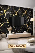 Black Gold Luxury High Glossy  WaterProof , Stain Resistance Wallpaper 