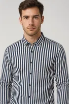 Cotton Blend Striped Shirt for Men 